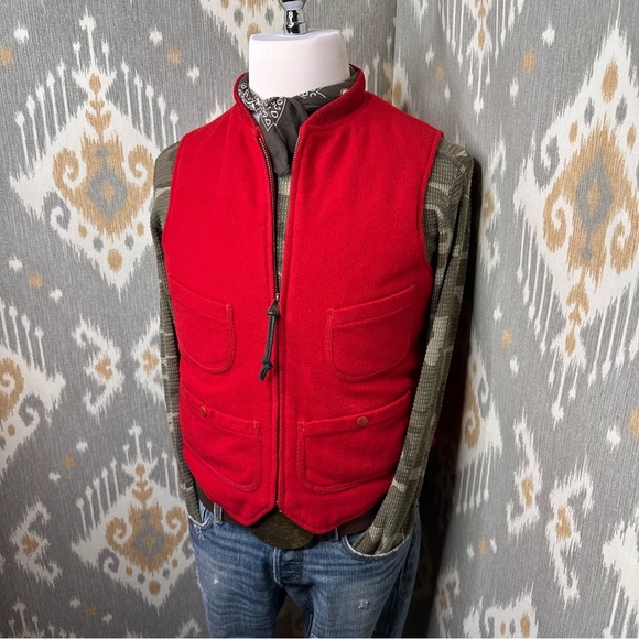 Polo Ralph Lauren Fall ‘10 Red Reversible Sheep Wool Nylon Quilted Hunting Vest - Picture 1 of 16